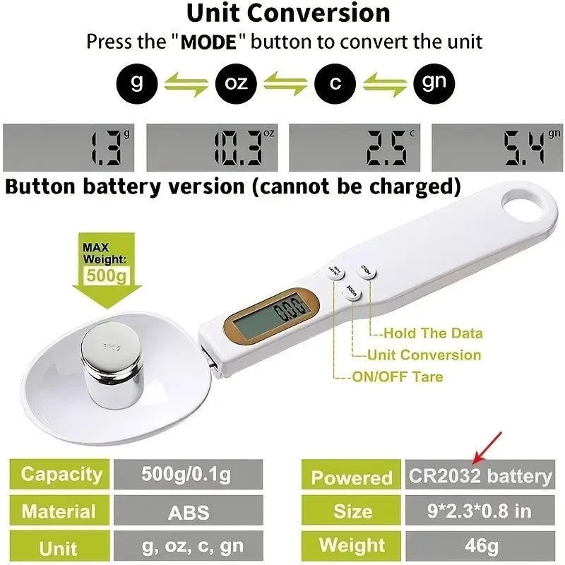 Mini Digital Spoon Scale — Electronic Kitchen Scale (0.1–500g)